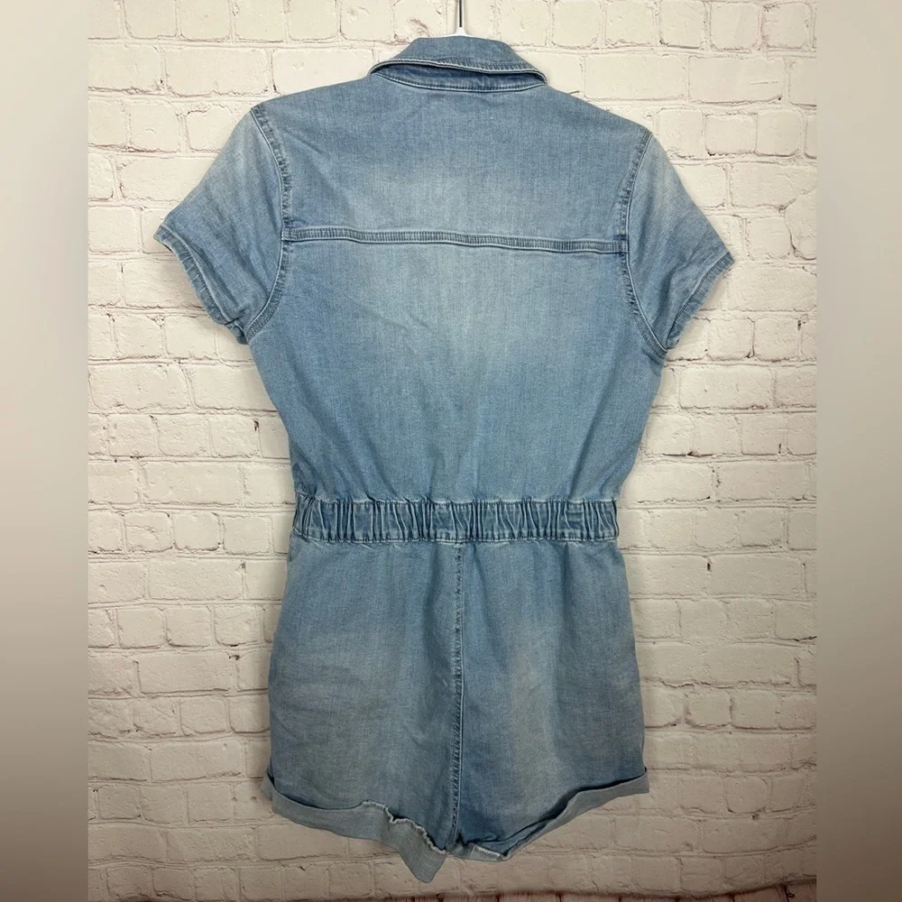 Celebrity Pink Denim Romper Jumpsuit 80's Retro Jean One Piece‎ Sz S Festival